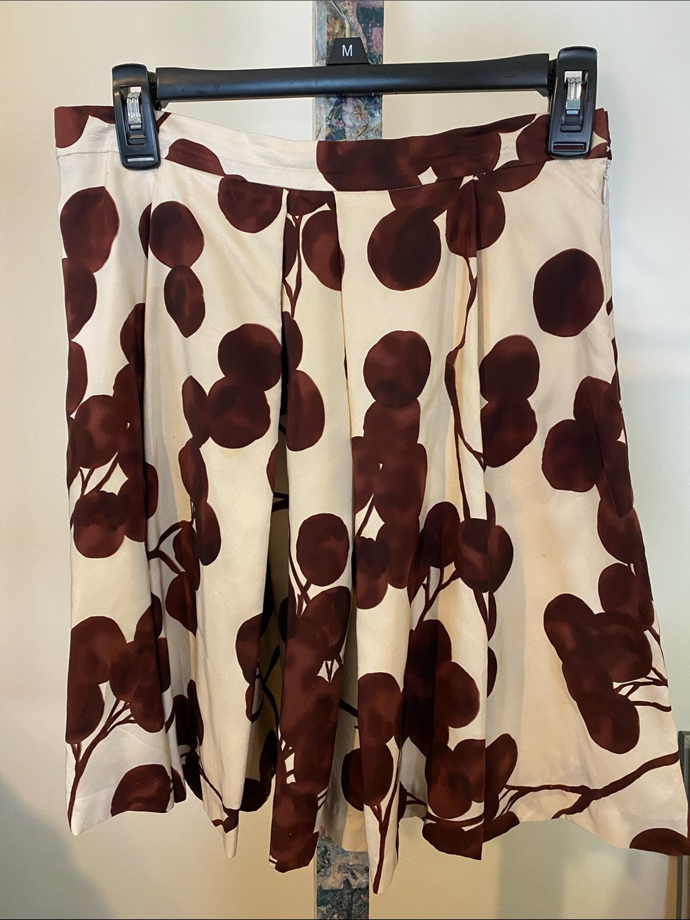 Yoana Baraschi Cream Skirt with Brown Floral Print